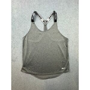 Nike Dri-FIT Just Do It Elastic Strap Racerback Tank Top Gray Womens Medium